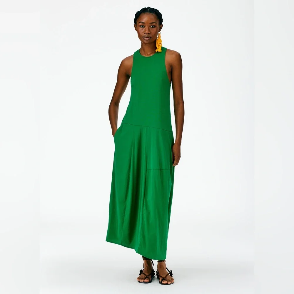 Amazing Green Tibi Sleeveless 100% Peruvian Cotton T-Shirt Dress! Sz 8. - Picture 1 of 10